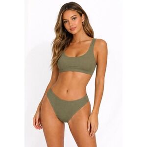 AI'MAGE Tummy Control Rib Bikini 2 Piece Bathing Suit Women XXL Green High Waist